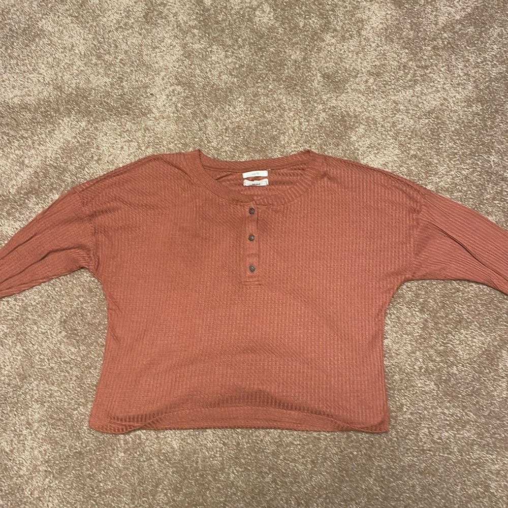 Mine Long Sleeve Rust Orange Knit Tank Top